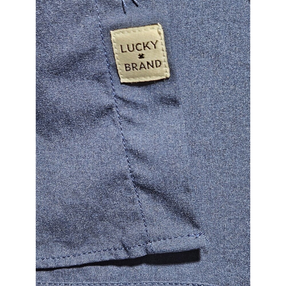 Lucky Brand Slim Fit Dress Shirt Mens XL 17-17.5 34/35 Blue 4-Way Stretch - Picture 11 of 13